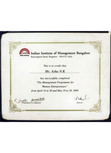 Indian Institute of Management Banglore Certificate